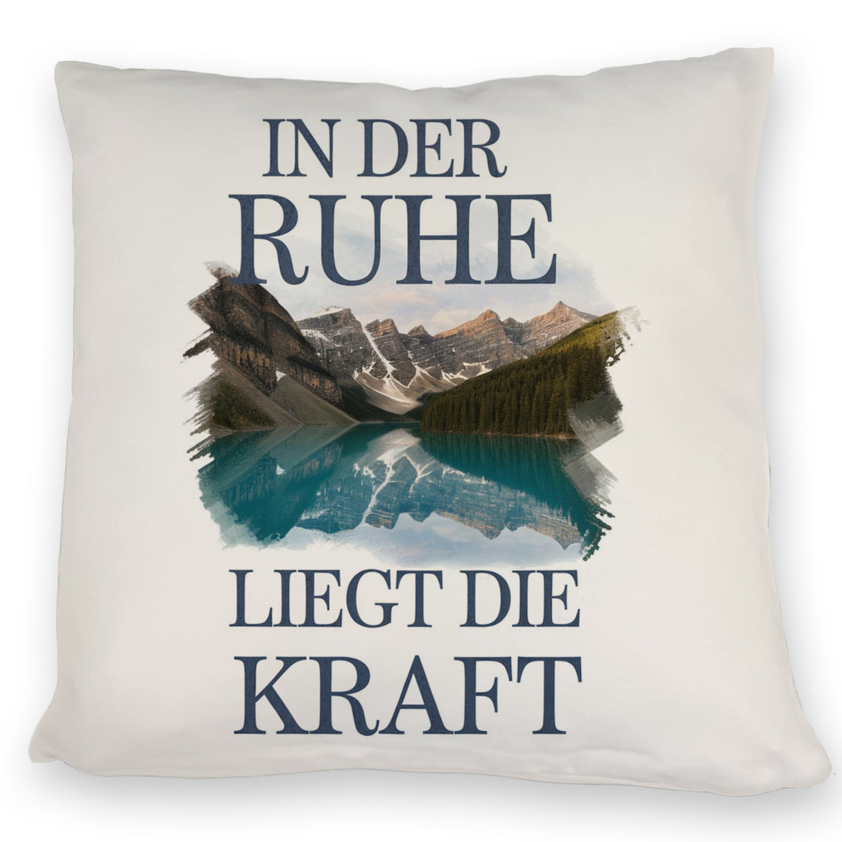 Ruhe ist Kraft Kissen See und Berglandschlaft