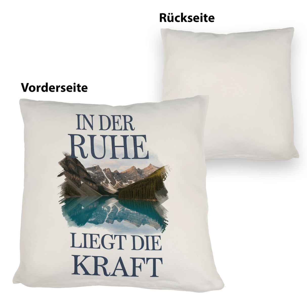 Ruhe ist Kraft Kissen See und Berglandschlaft