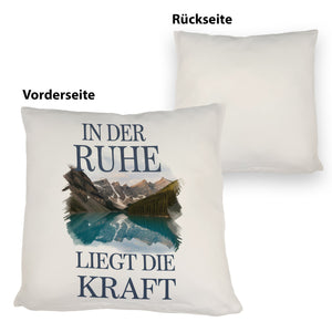 Ruhe ist Kraft Kissen See und Berglandschlaft