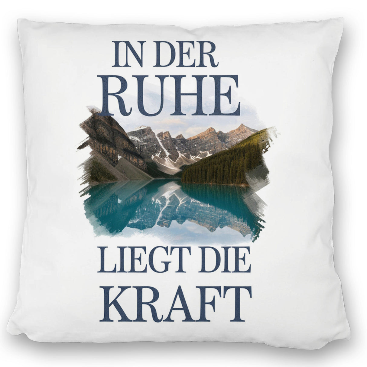 Ruhe ist Kraft Kissen See und Berglandschlaft