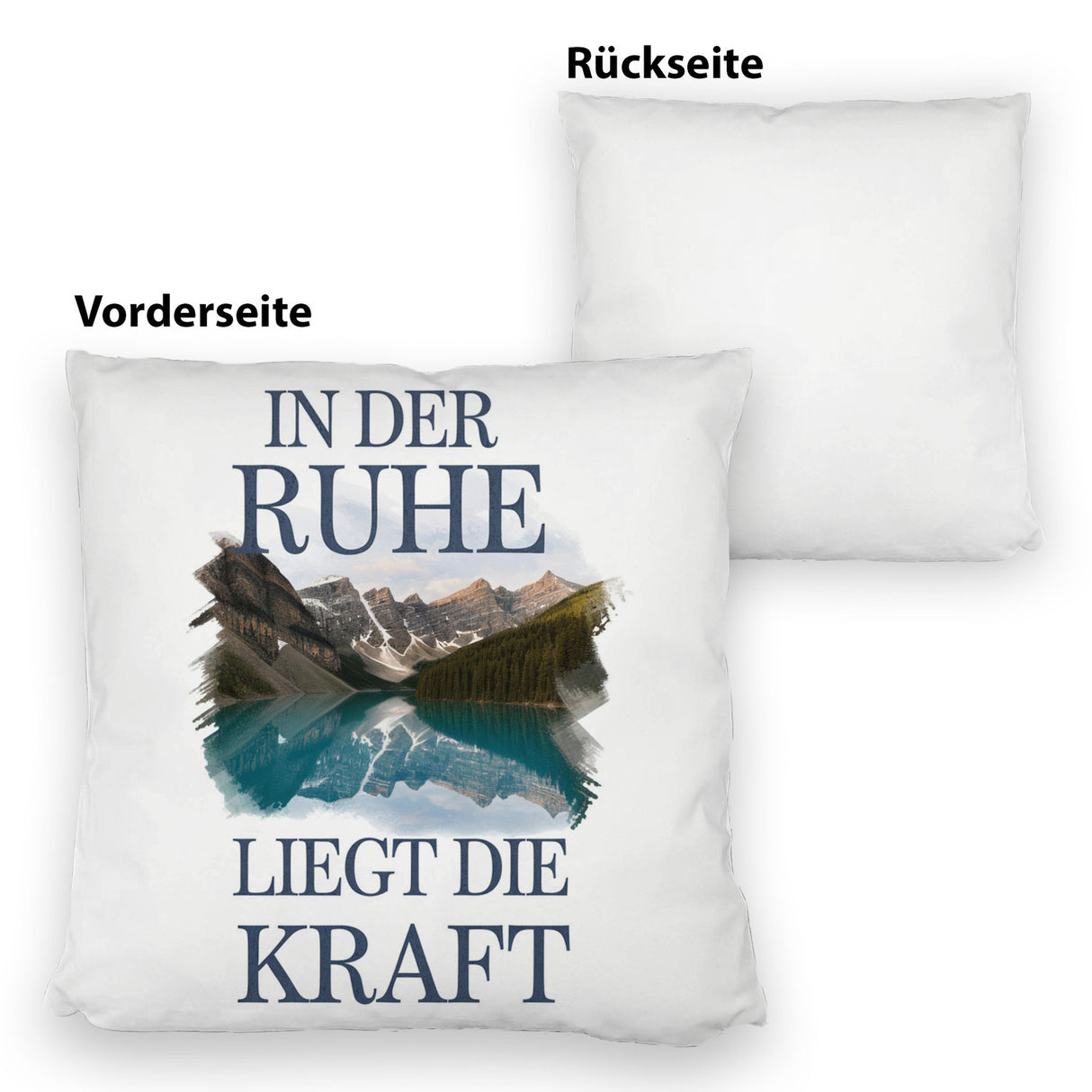 Ruhe ist Kraft Kissen See und Berglandschlaft