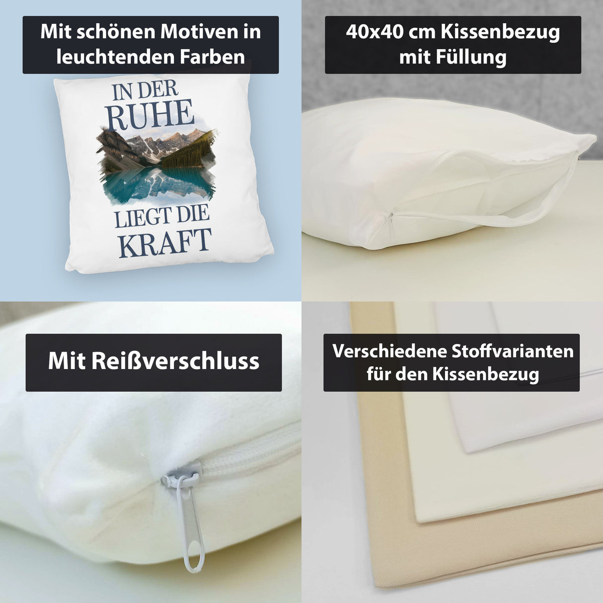 Ruhe ist Kraft Kissen See und Berglandschlaft