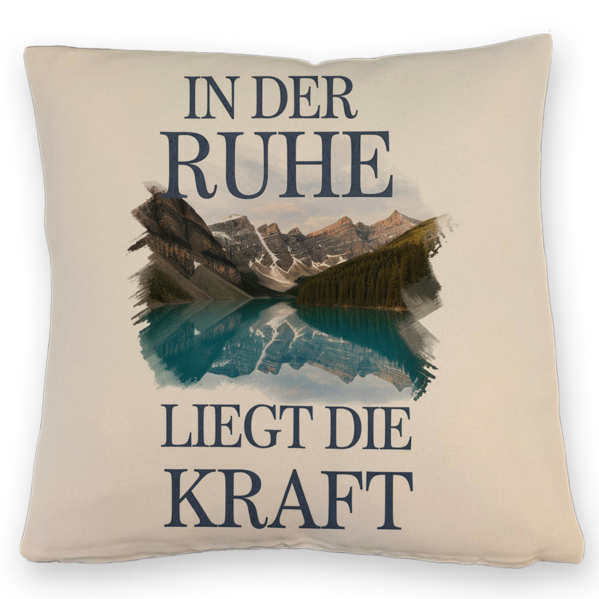 Ruhe ist Kraft Kissen See und Berglandschlaft