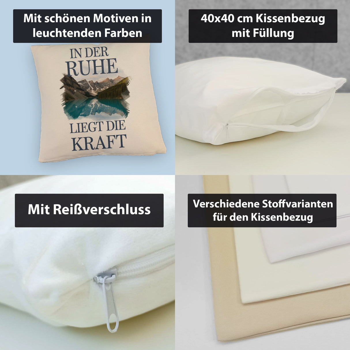 Ruhe ist Kraft Kissen See und Berglandschlaft