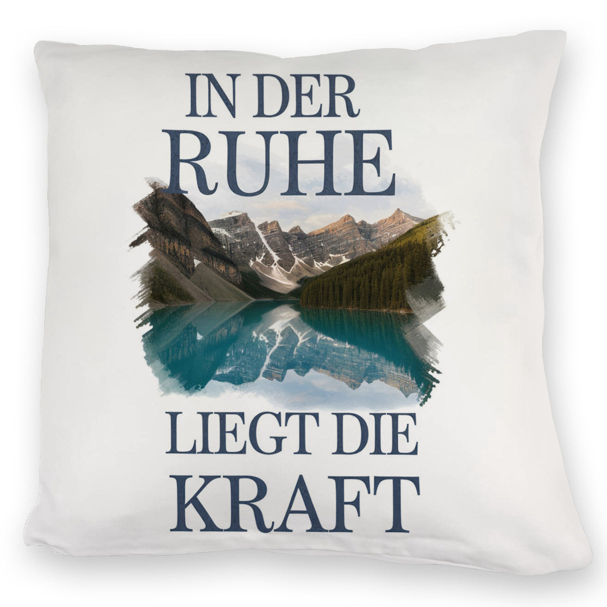 Ruhe ist Kraft Kissen See und Berglandschlaft