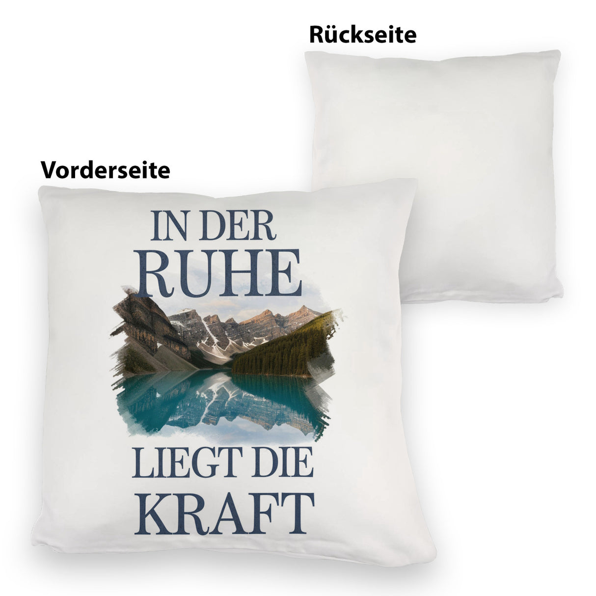 Ruhe ist Kraft Kissen See und Berglandschlaft