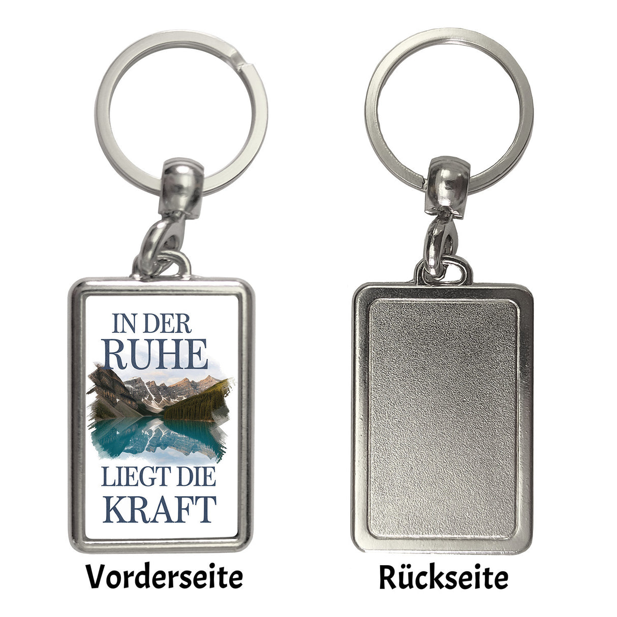 Ruhe ist Kraft Schlüsselanhänger See und Berglandschlaft