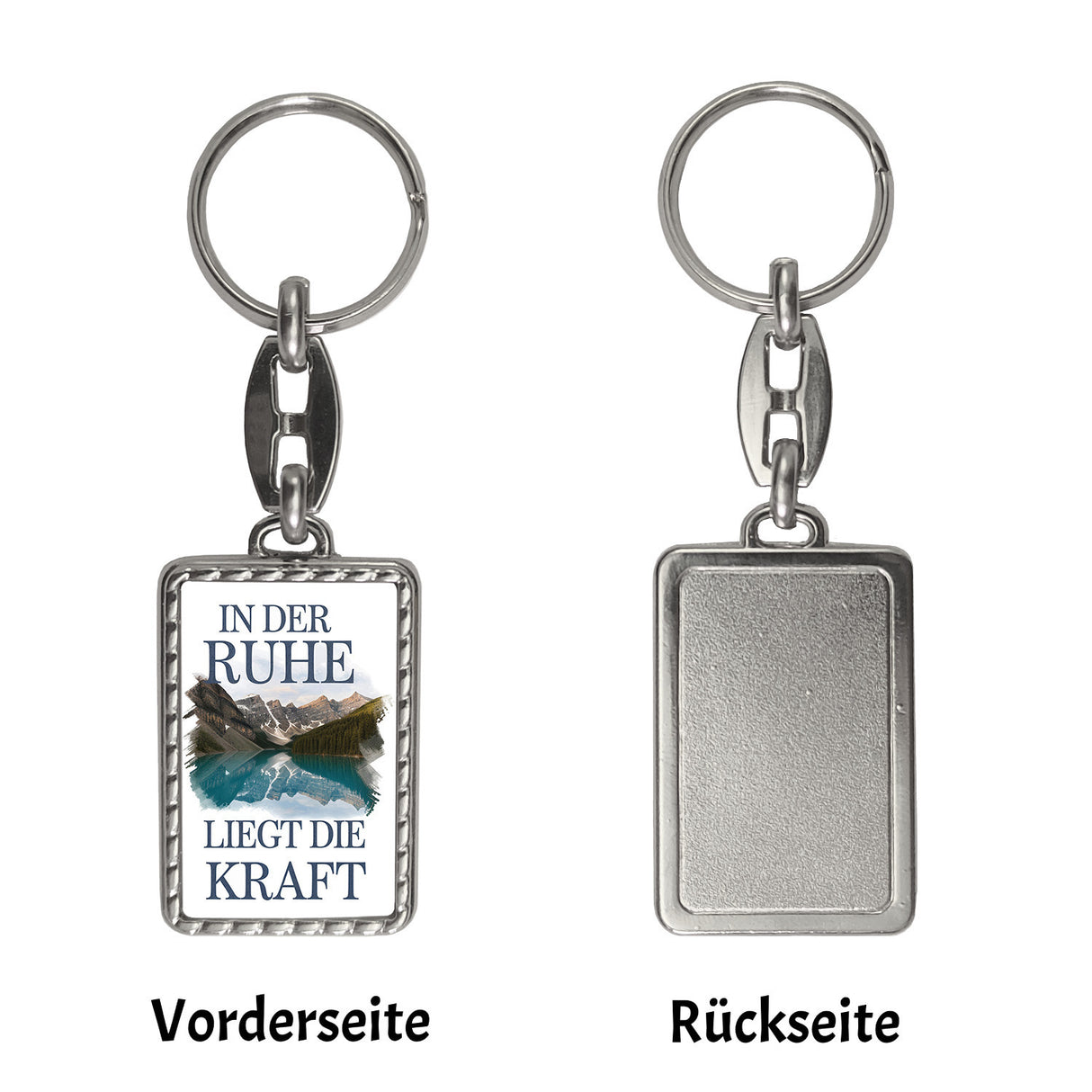 Ruhe ist Kraft Schlüsselanhänger See und Berglandschlaft