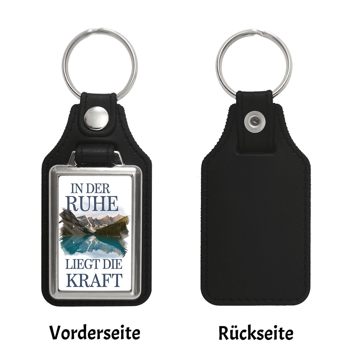 Ruhe ist Kraft Schlüsselanhänger See und Berglandschlaft