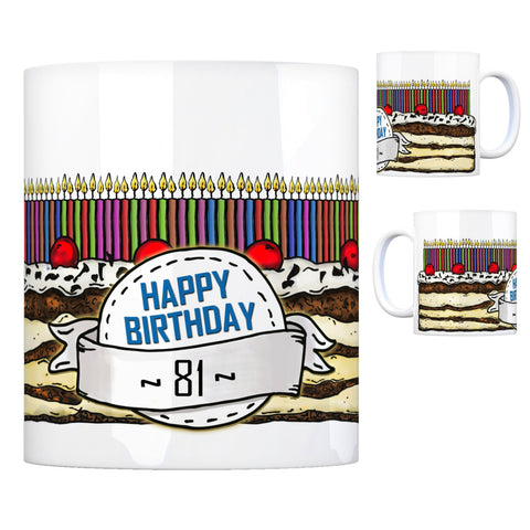 Geburtstagstorte Kaffeebecher zum 81. Geburtstag mit 81 Kerzen