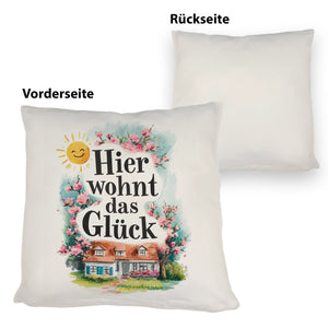 Hier wohnt Glück Kissen Aquarell Dekoration