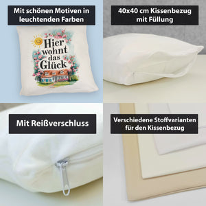 Hier wohnt Glück Kissen Aquarell Dekoration