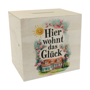 Hier wohnt Glück Spardose Aquarell Dekoration