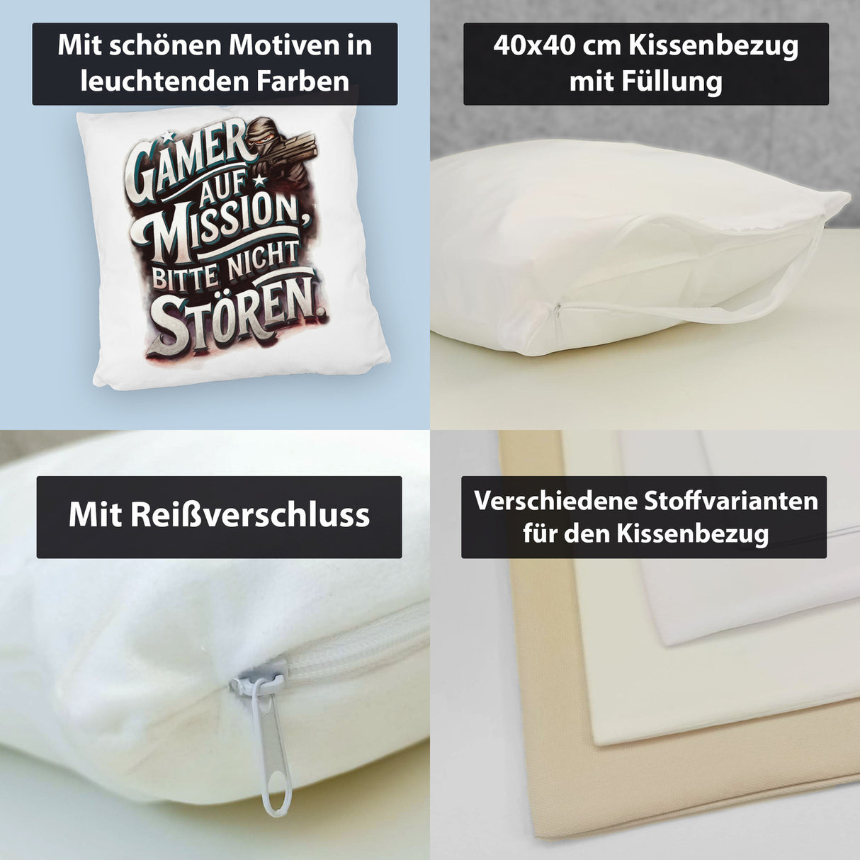 Gamer auf Mission Kissen Bitte nicht stören