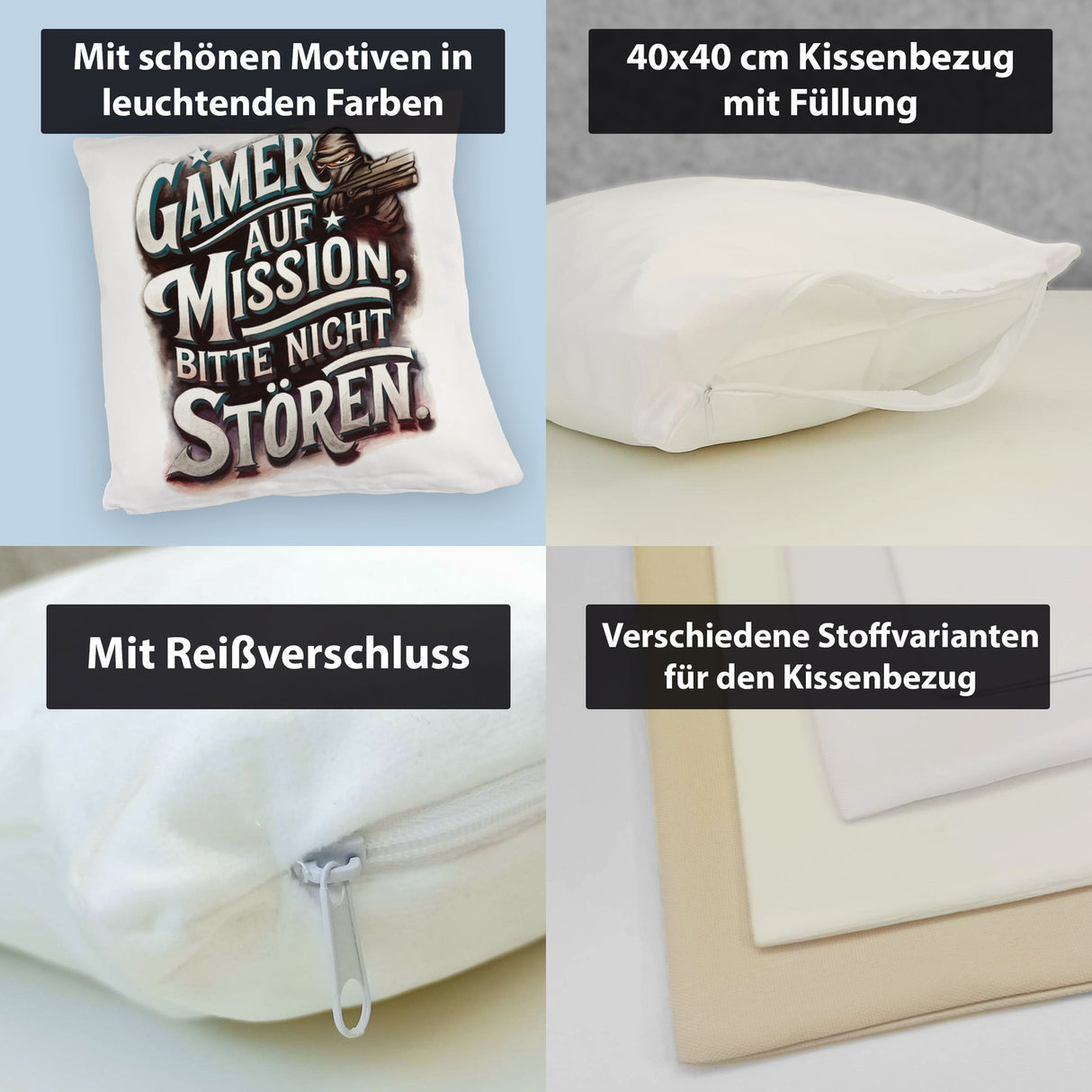 Gamer auf Mission Kissen Bitte nicht stören