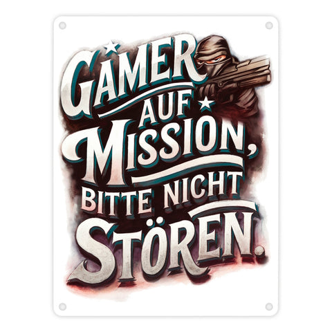 Gamer auf Mission Metallschild in 15x20 cm Bitte nicht stören
