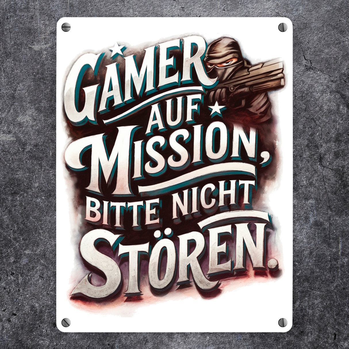 Gamer auf Mission Metallschild in 15x20 cm Bitte nicht stören