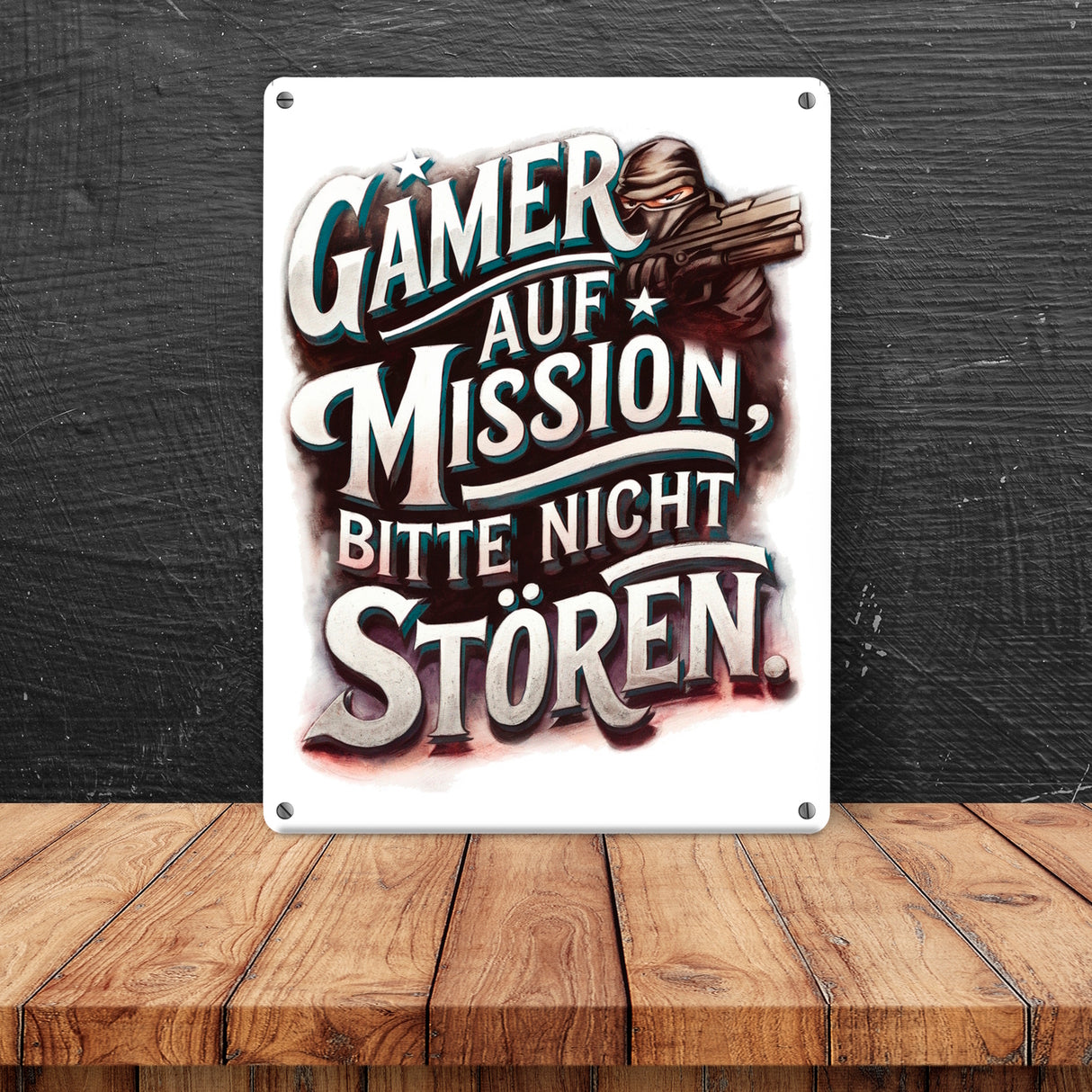 Gamer auf Mission Metallschild in 15x20 cm Bitte nicht stören
