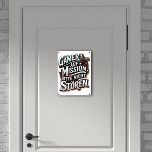 Gamer auf Mission Metallschild in 15x20 cm Bitte nicht stören