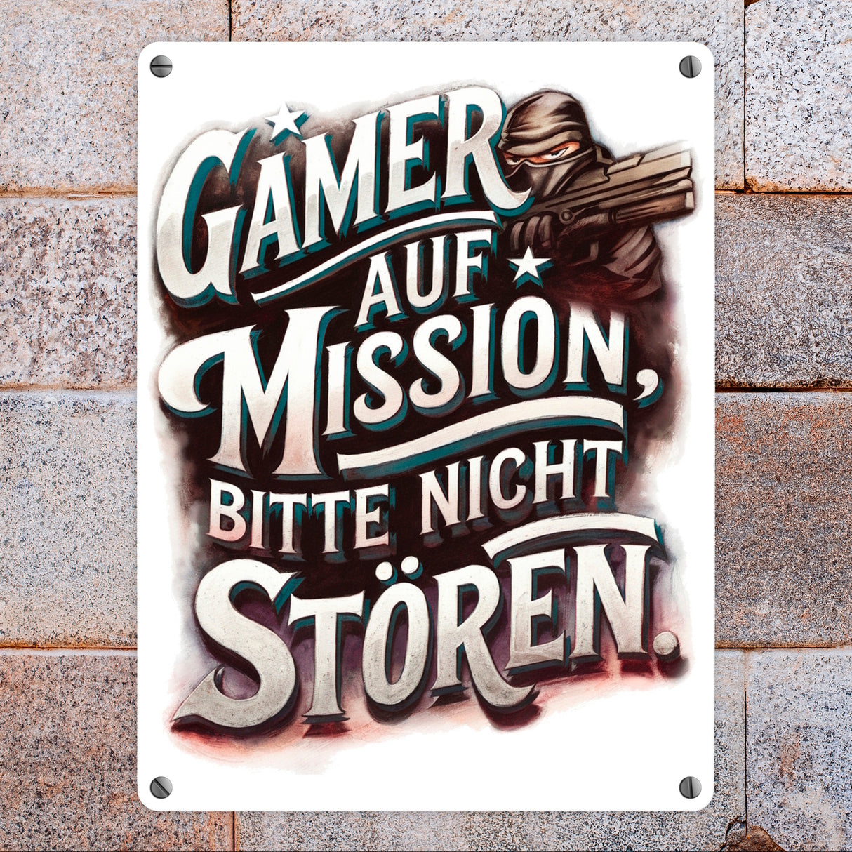 Gamer auf Mission Metallschild in 15x20 cm Bitte nicht stören