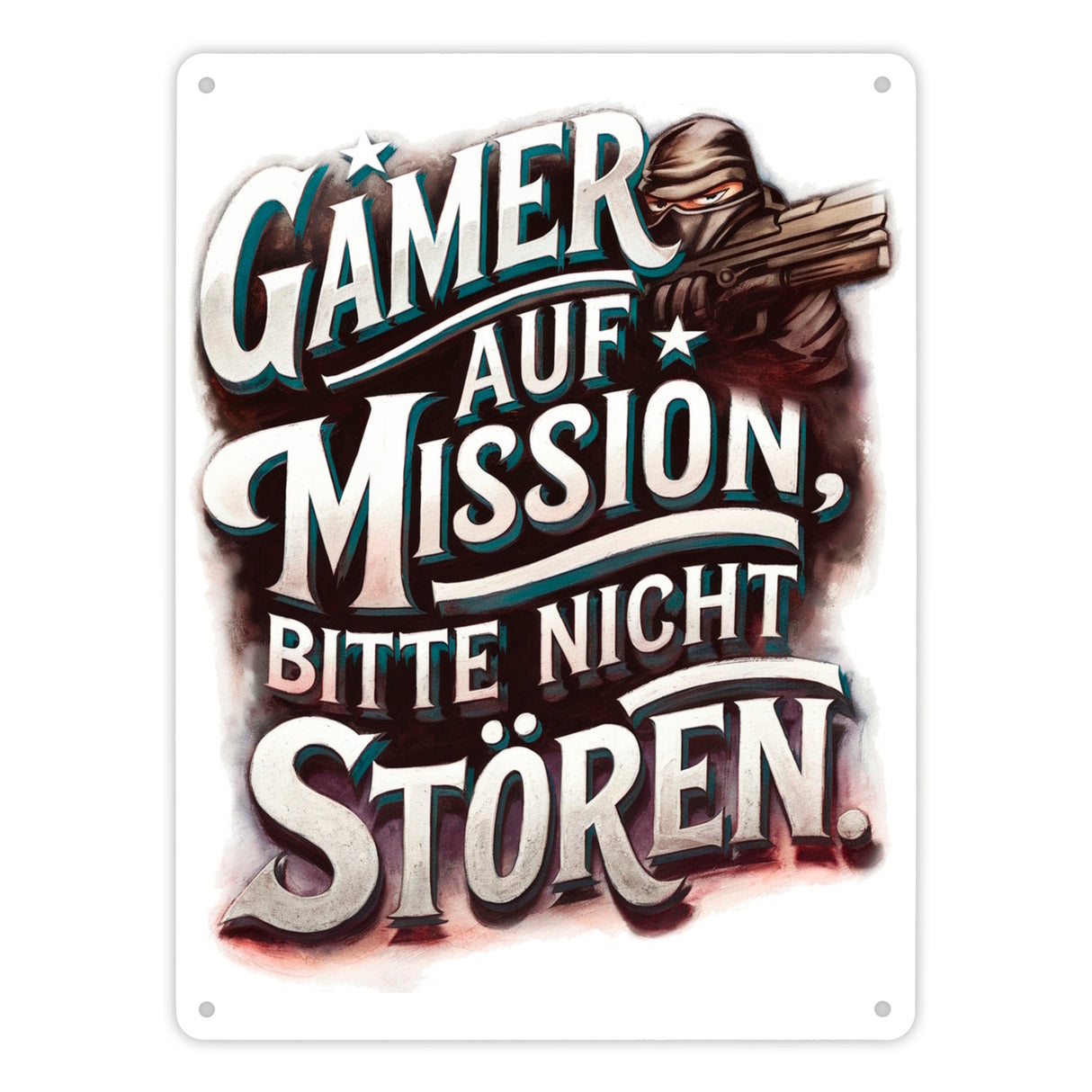 Gamer auf Mission Metallschild in 15x20 cm Bitte nicht stören