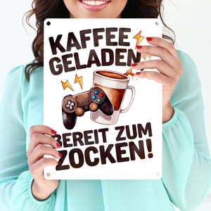 Bereit zum Zocken Metallschild in 15x20 cm Gaming Controller