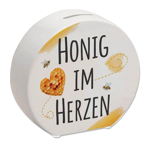 Honigwaben Bienen Spardose Honig im Herzen