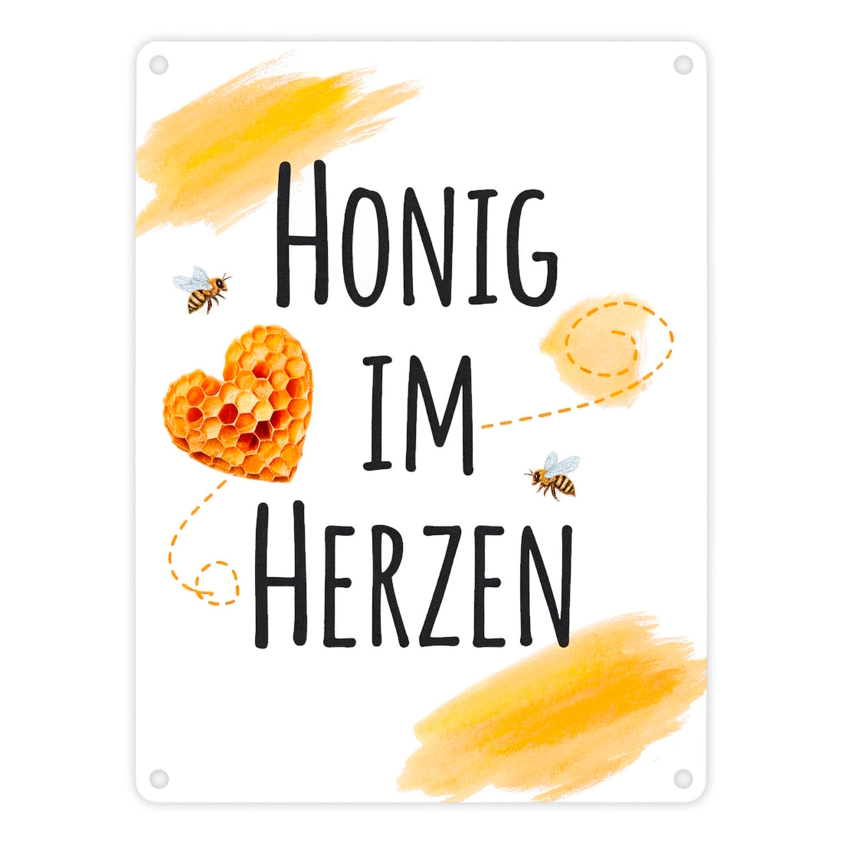 Honigwaben Bienen Metallschild in 15x20 cm Honig im Herzen