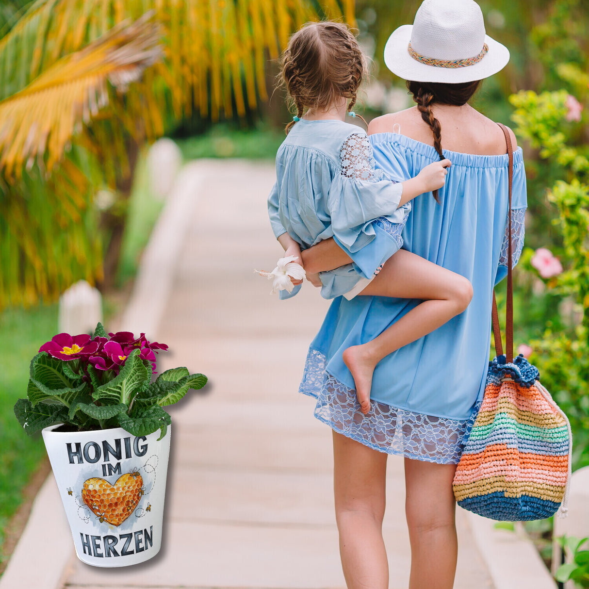 Honig im Herzen Blumentopf Herz Honigwaben