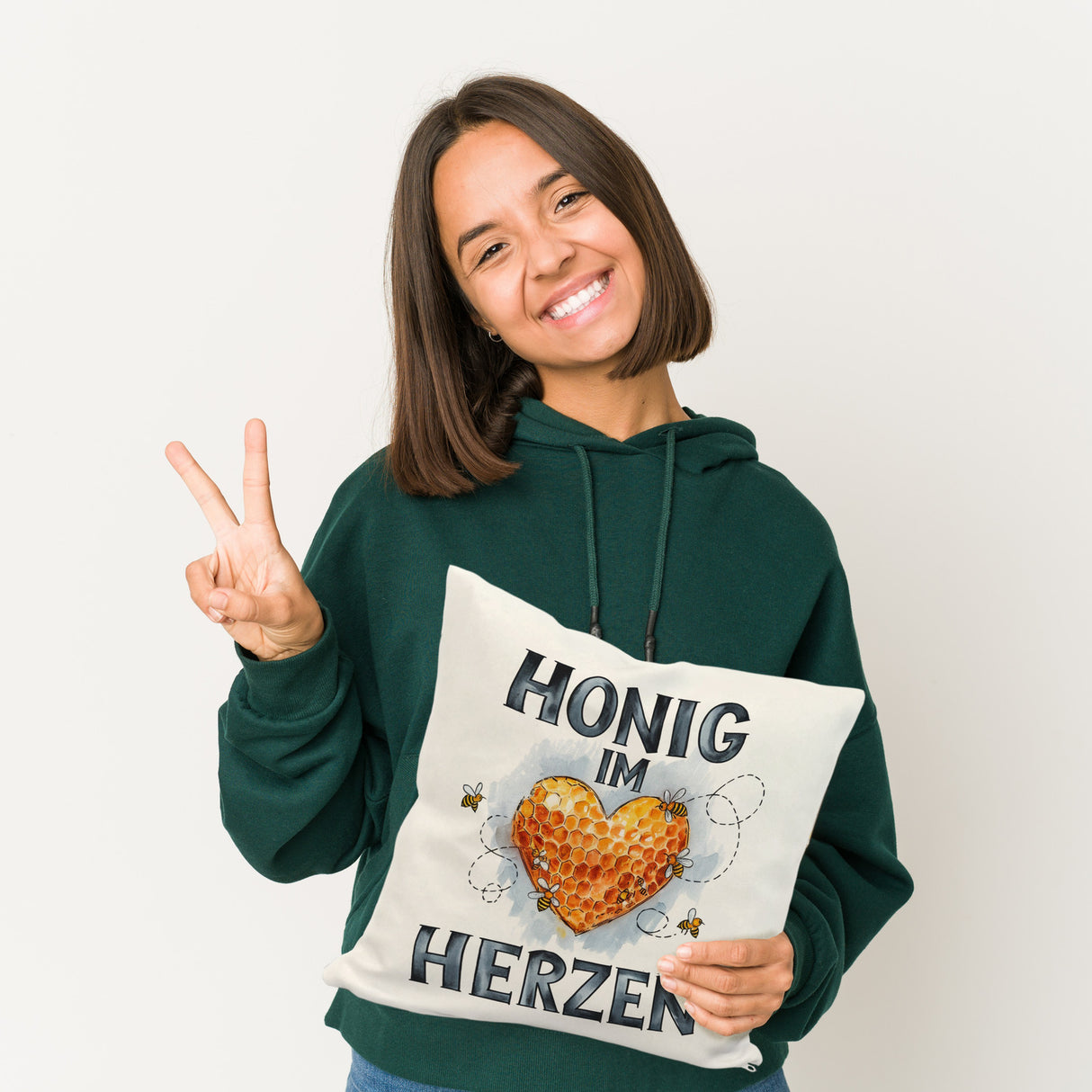Honig im Herzen Kissen Herz Honigwaben