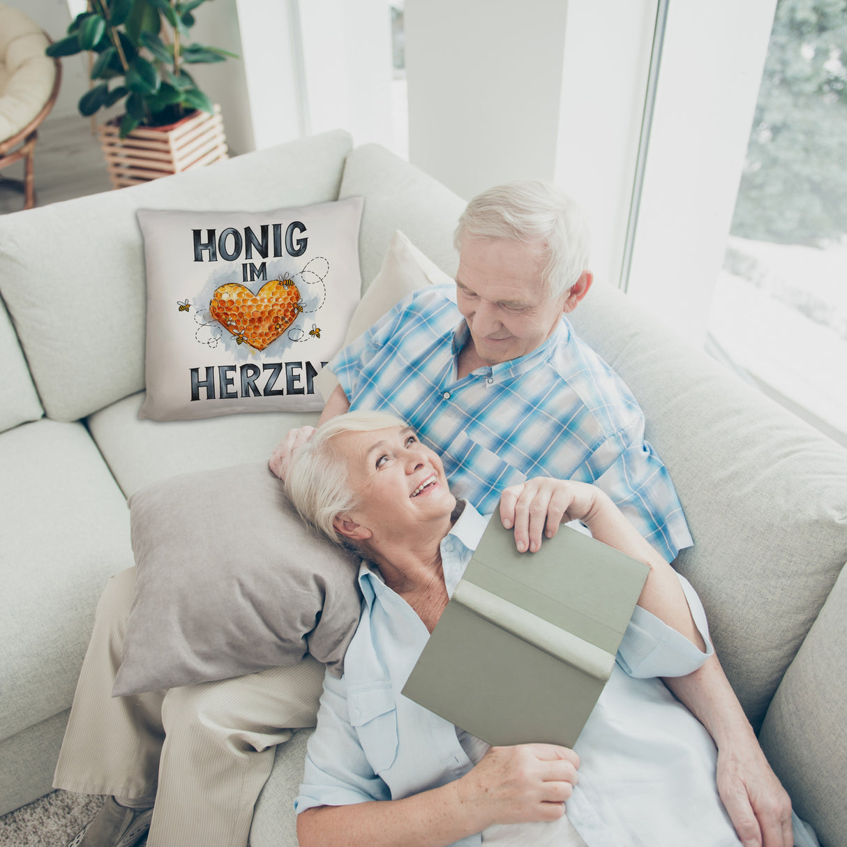 Honig im Herzen Kissen Herz Honigwaben