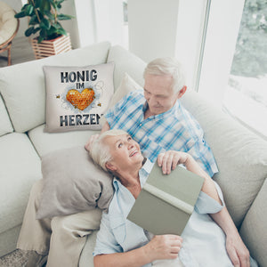 Honig im Herzen Kissen Herz Honigwaben