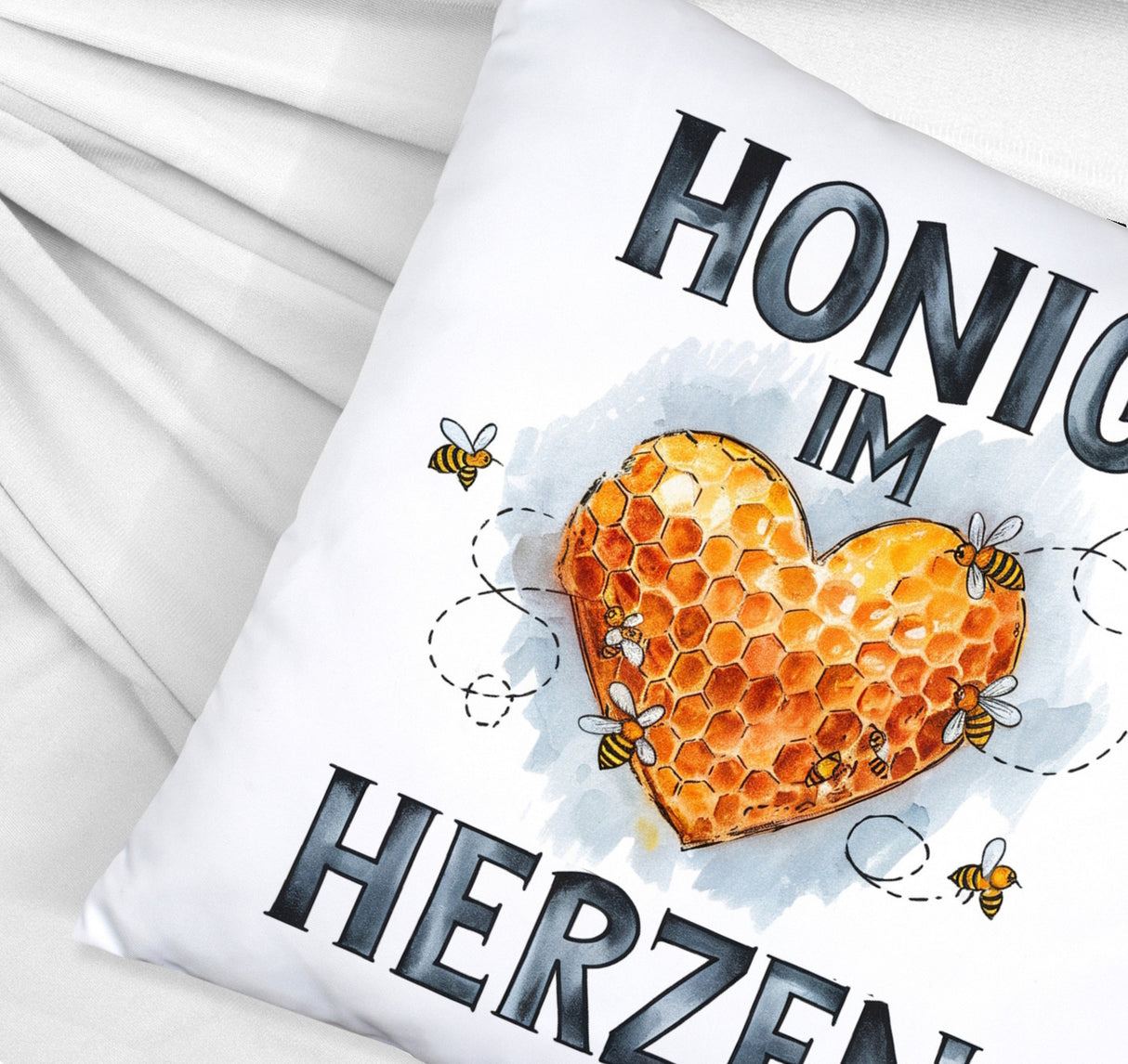 Honig im Herzen Kissen Herz Honigwaben