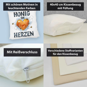 Honig im Herzen Kissen Herz Honigwaben