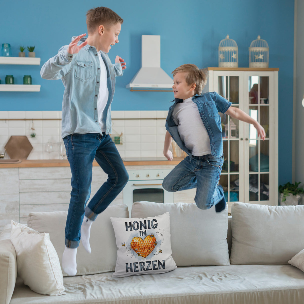 Honig im Herzen Kissen Herz Honigwaben