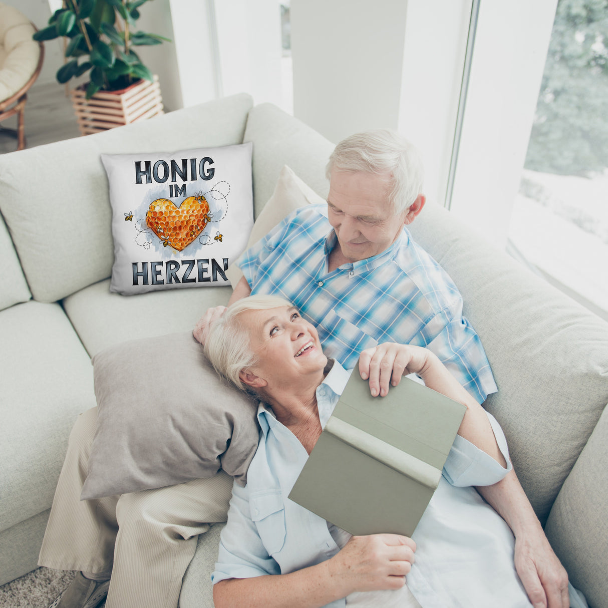 Honig im Herzen Kissen Herz Honigwaben
