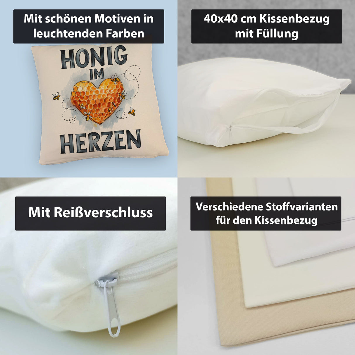Honig im Herzen Kissen Herz Honigwaben