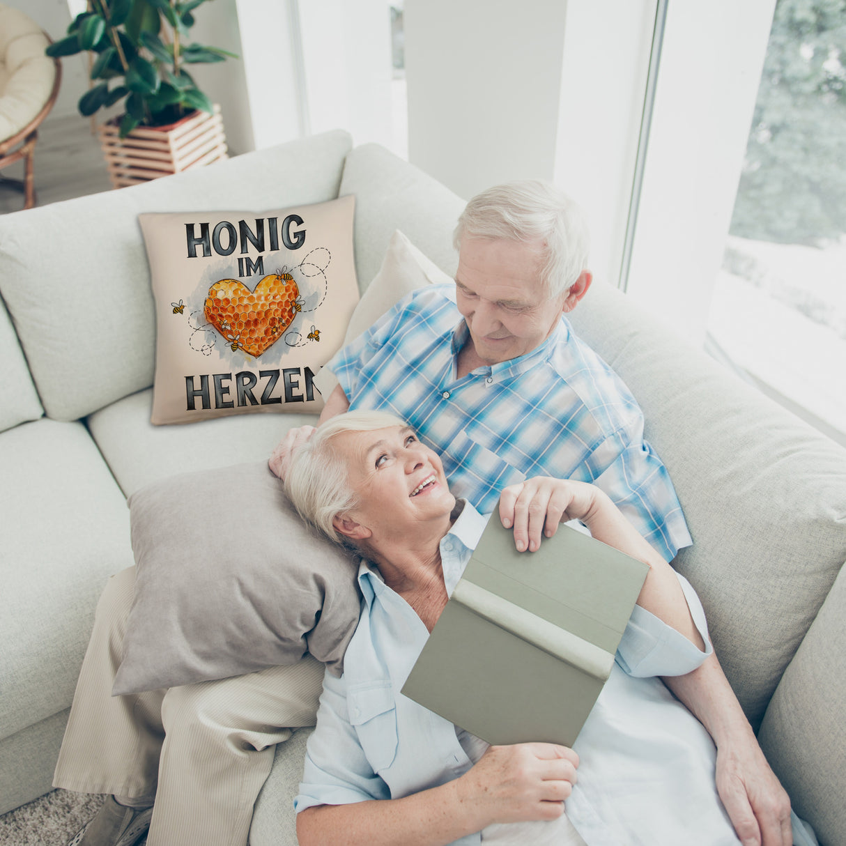 Honig im Herzen Kissen Herz Honigwaben