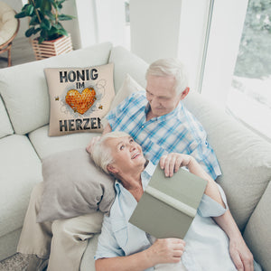 Honig im Herzen Kissen Herz Honigwaben