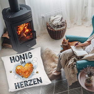 Honig im Herzen Kissen Herz Honigwaben