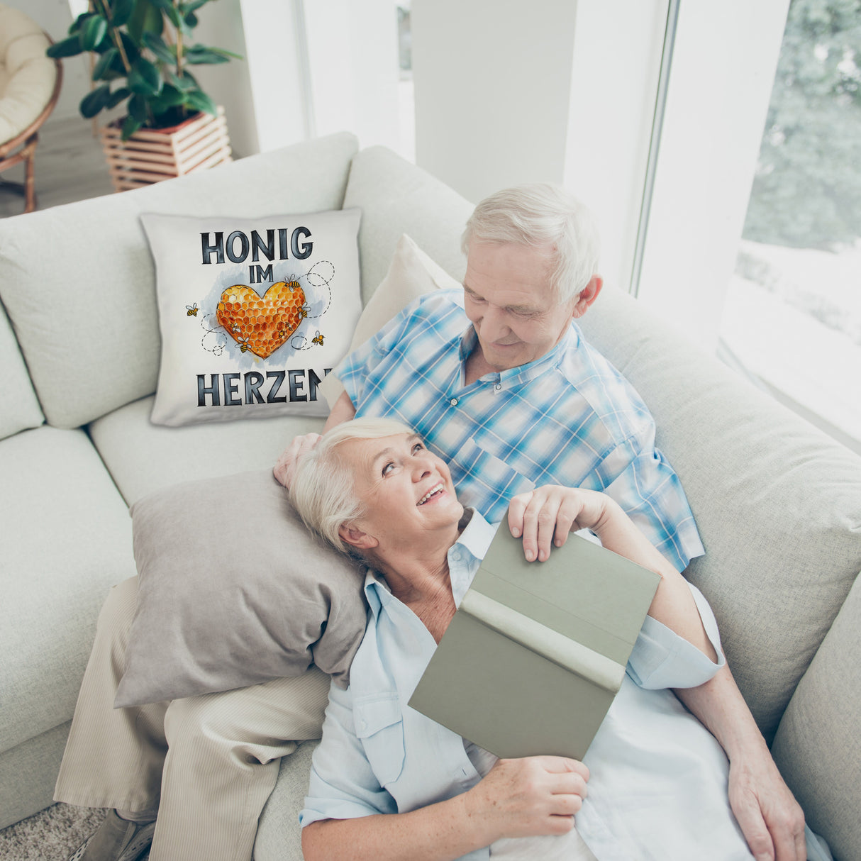 Honig im Herzen Kissen Herz Honigwaben