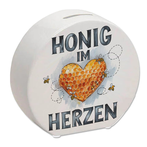 Honig im Herzen Spardose Herz Honigwaben