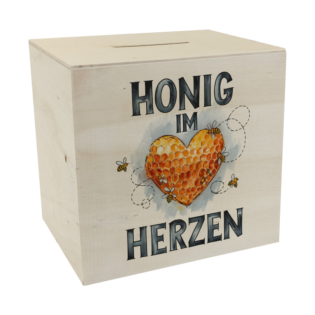 Honig im Herzen Spardose Herz Honigwaben