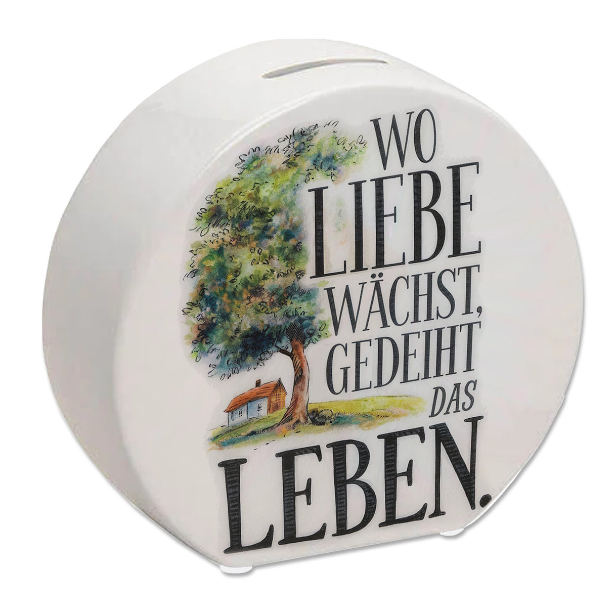Wo Liebe wächst Spardose Blühender Baum