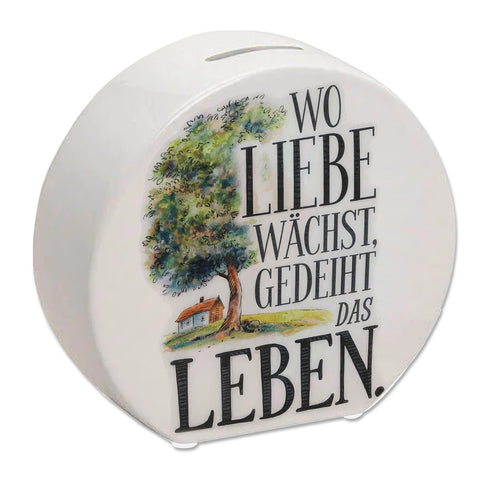 Wo Liebe wächst Spardose Blühender Baum