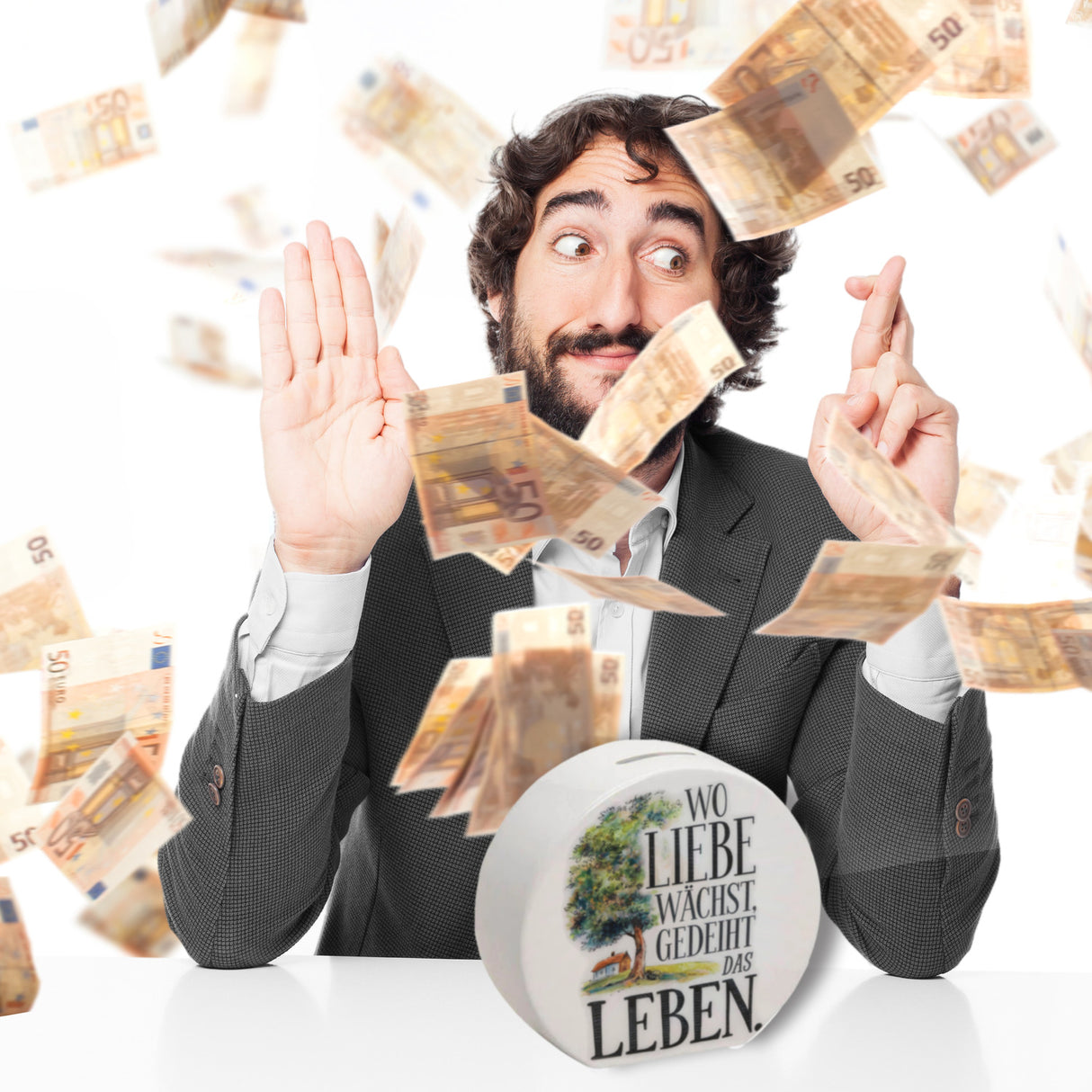 Wo Liebe wächst Spardose Blühender Baum