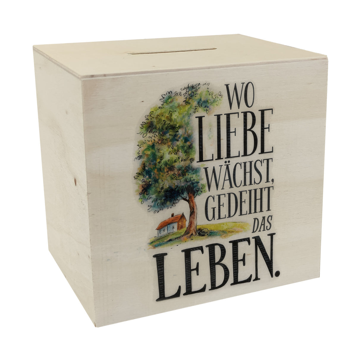 Wo Liebe wächst Spardose Blühender Baum