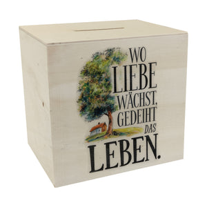 Wo Liebe wächst Spardose Blühender Baum