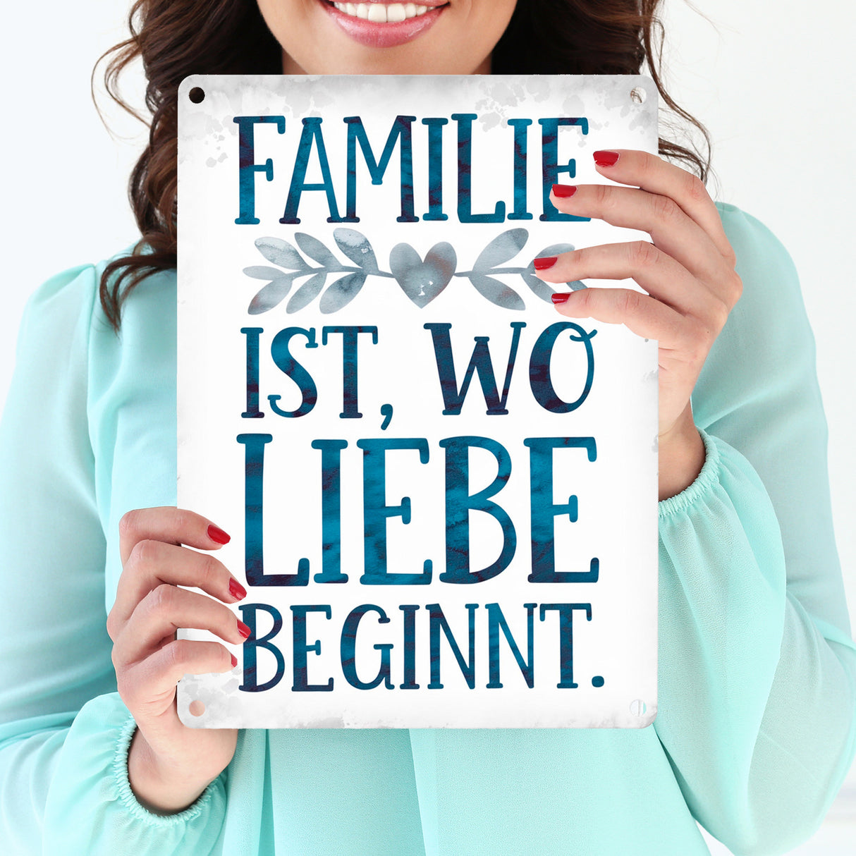 Familie ist, wo Liebe beginnt Metallschild in 15x20 cm