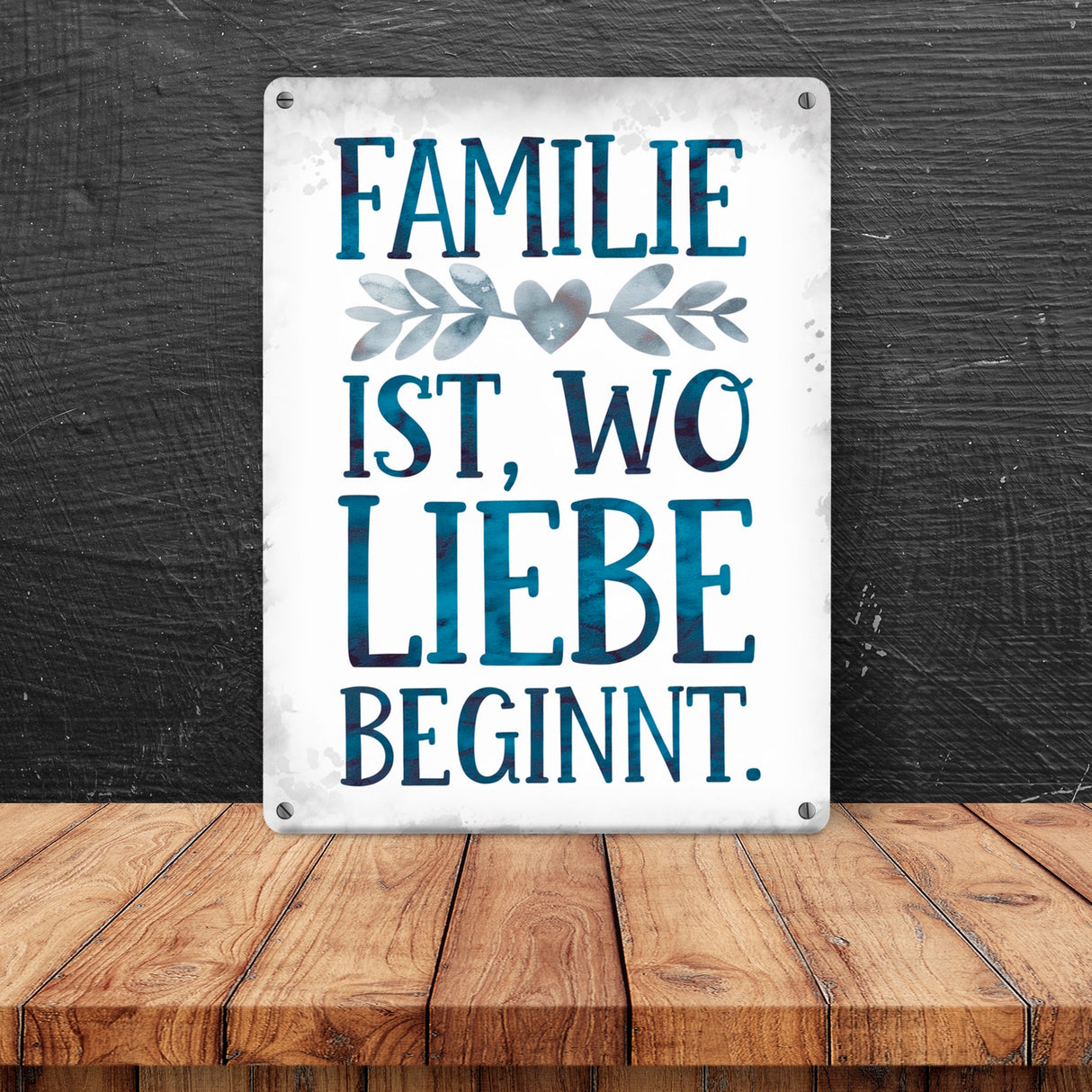 Familie ist, wo Liebe beginnt Metallschild in 15x20 cm